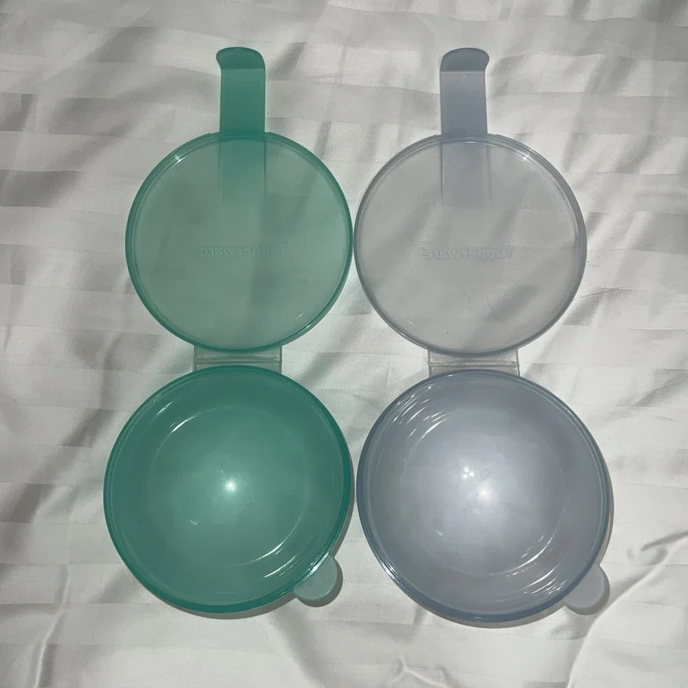 Set 2 Vintage Tupperware Forget Me Not Onion/Tomato Hanging Keeper Plastic Blue